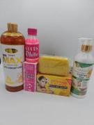 Gamme corporelle Pro teint  White  gel douche 1litre, huile sucess white125ml , lait corporelle Licorice Root 500ml et savon Purec Egyptian Gold OR 250g