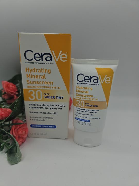 CeraVe Crème Solaire Minérale Hydratante SPF 30 – Protection Visage Sans Parfum, Non Comédogène