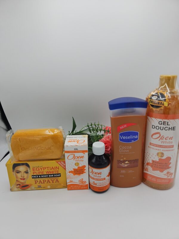 Gamme corporelle Open White avec Lait Vaseline et Savon Egyptian Gold – Soin Nourrissant Éclaircissant