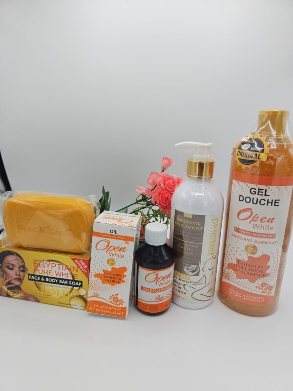 Gamme corporelle Open White – Gel Douche, Huile, Lait & Savon Purec Egyptian Gold