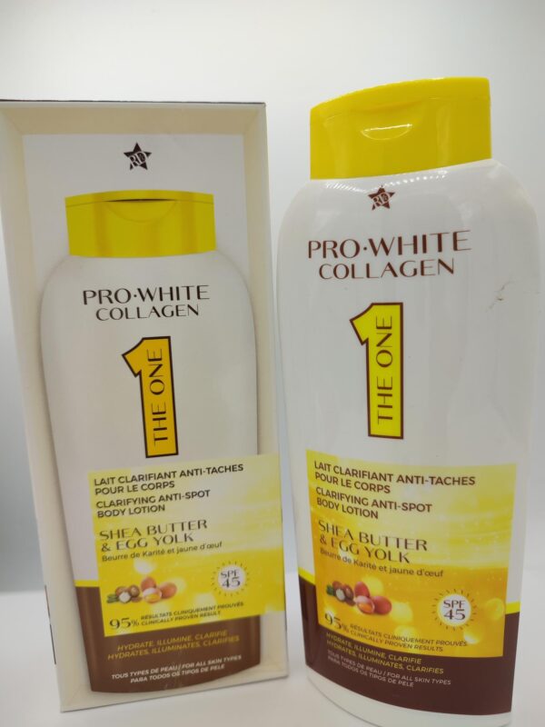 Lait Concentré Clarifiant PRO WHITE Collagène & Beurre de Karité 500ml | Teint Uniforme, Lumineux & Nourri